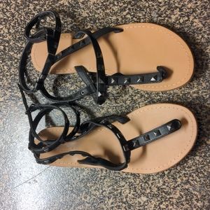Black strappy sandal with stud details